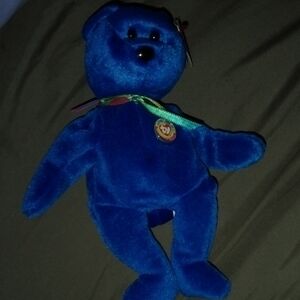 Original TY Blue Plush Bear Toy : Clubby